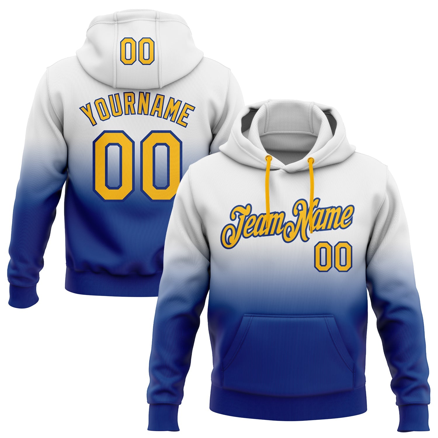 Custom Stitched White Gold-Royal Fade Fashion Sports Pullover Sweatshirt Hoodie