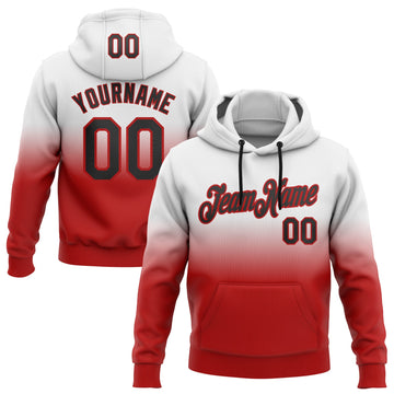 Custom Stitched White Black-Red Fade Fashion Sports Pullover Sweatshirt Hoodie