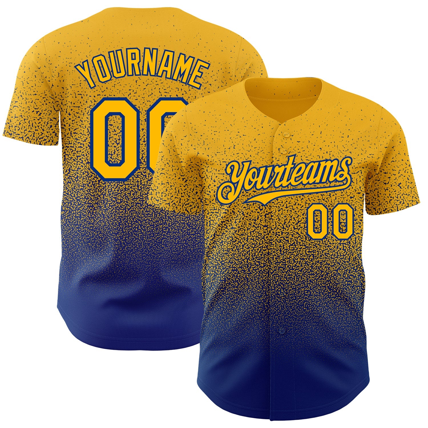 Custom Gold Royal Authentic Fade Fashion Baseball Jersey