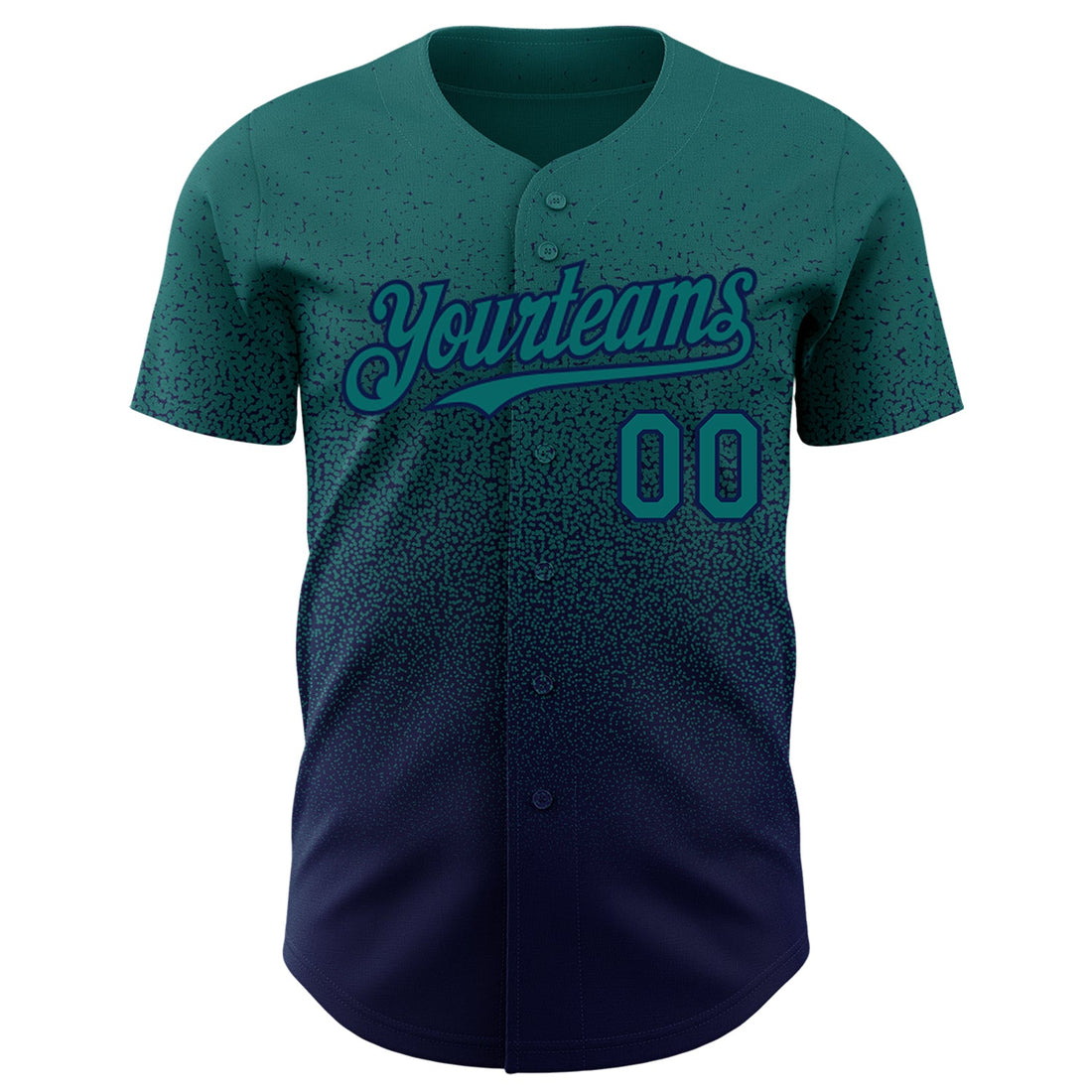 Custom Teal Navy Authentic Fade Fashion Baseball Jersey