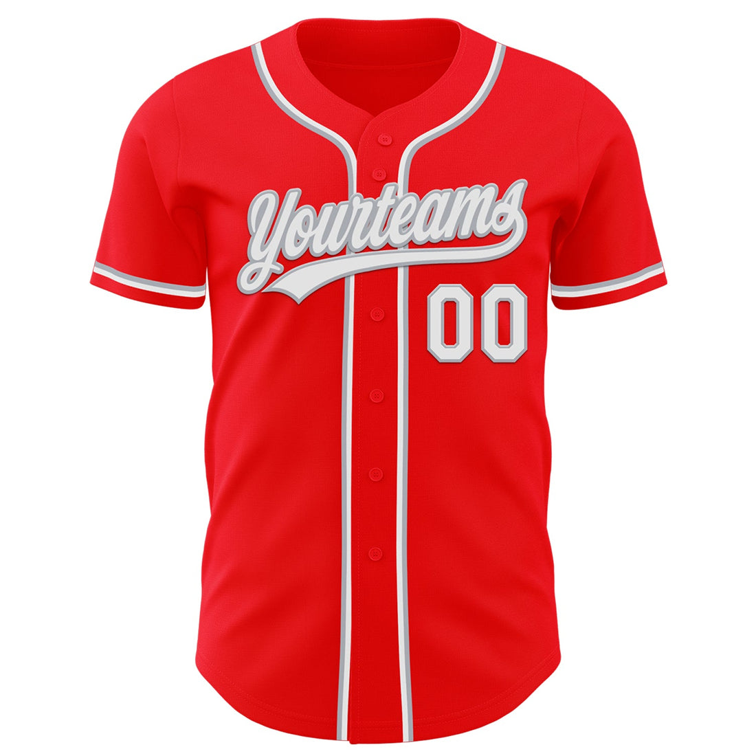 Custom Fire Red White-Gray Authentic Baseball Jersey