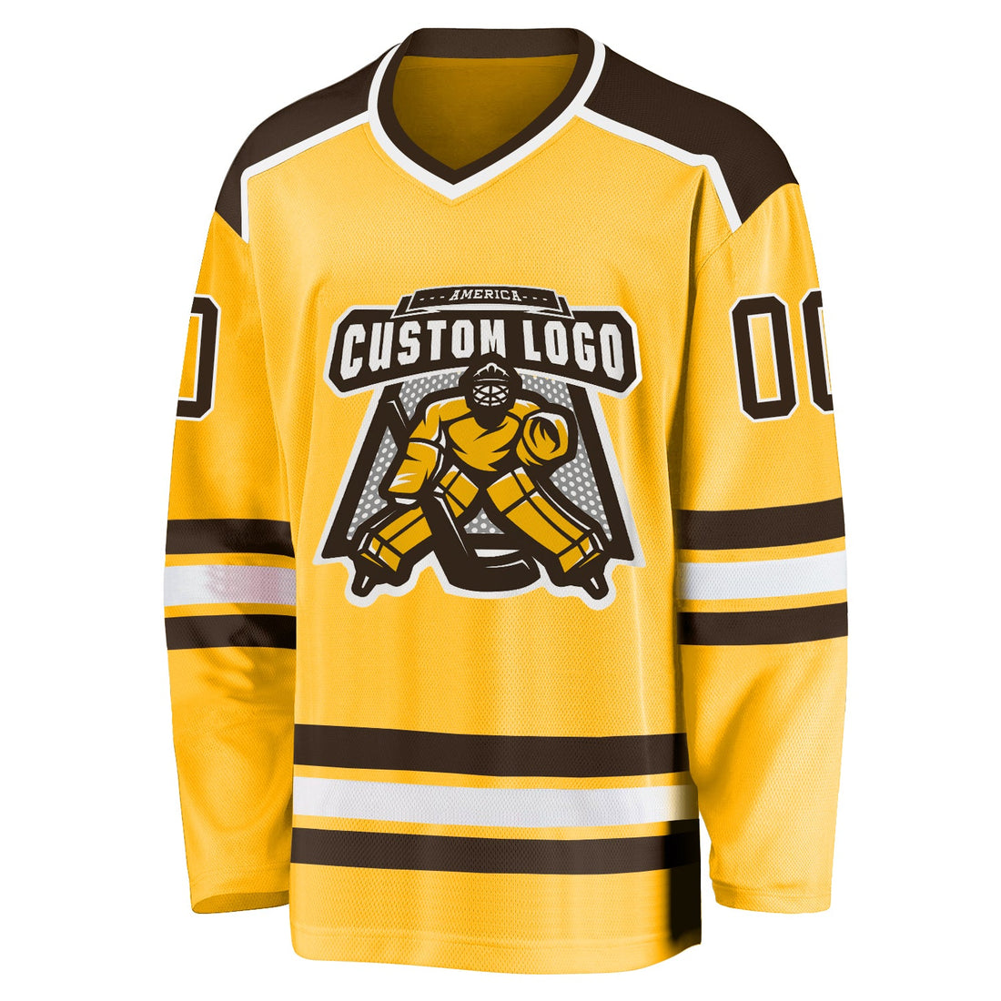 Custom Gold Brown-White Hockey Jersey