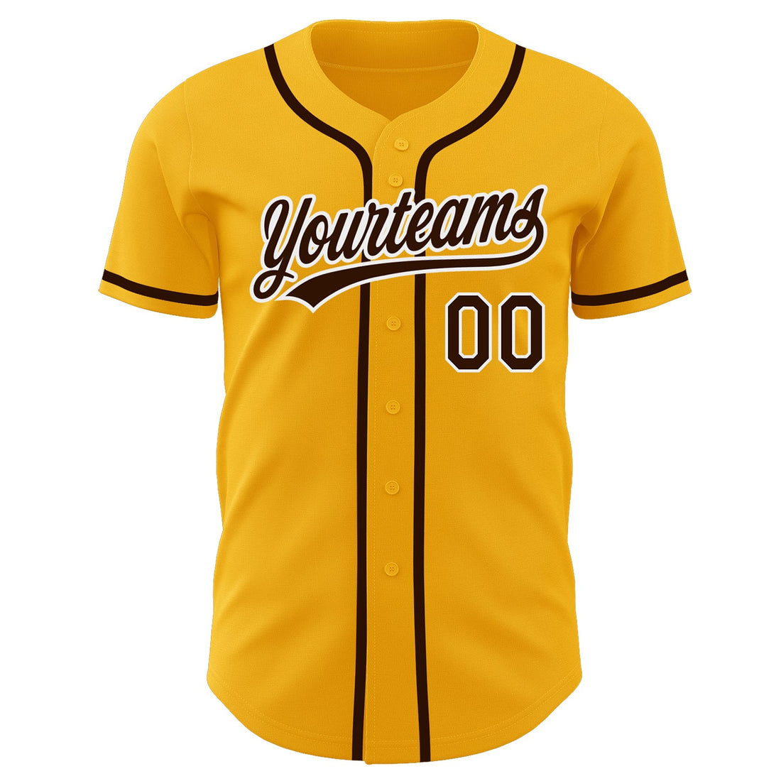 Custom Gold Brown-White Authentic Baseball Jersey