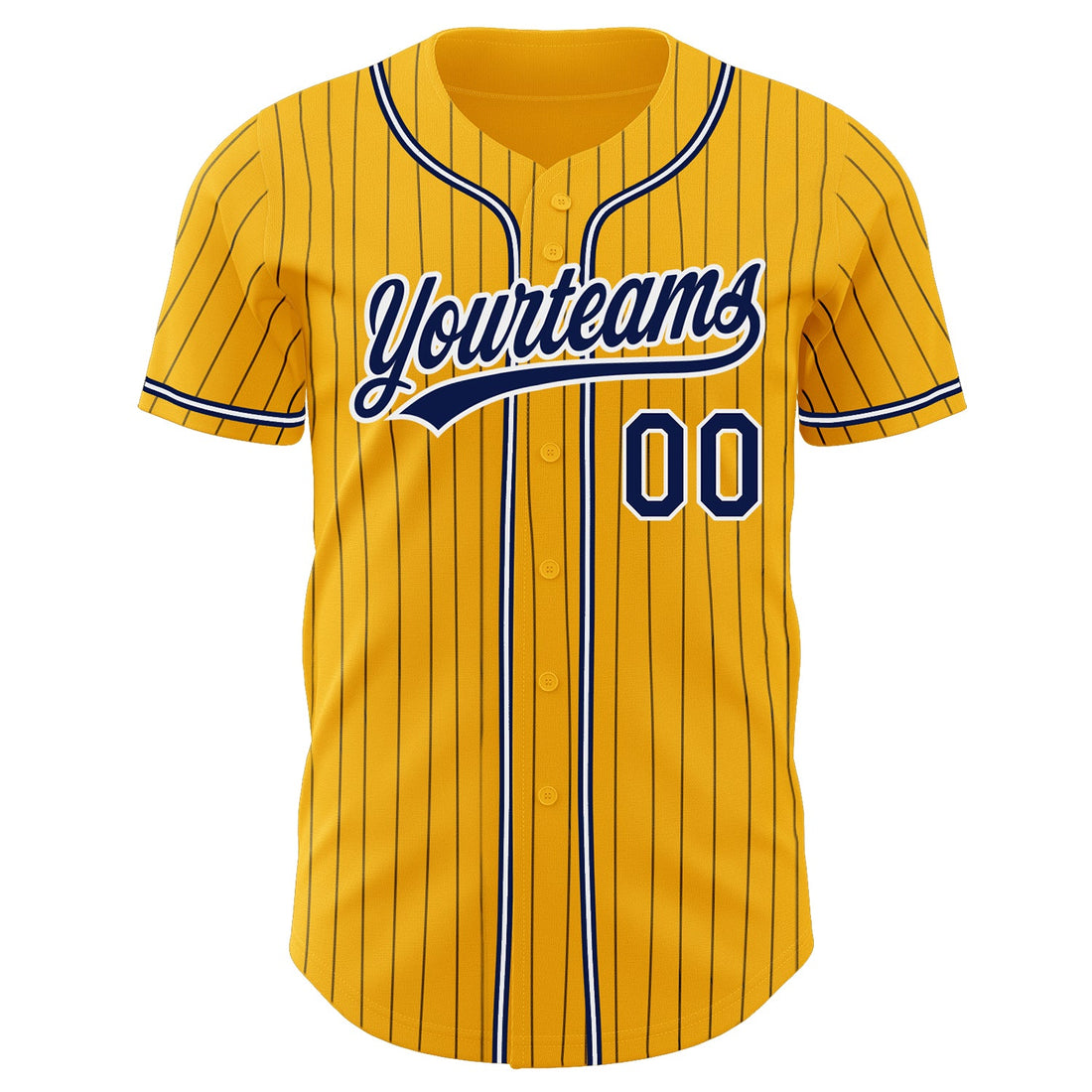 Custom Gold Navy Pinstripe Navy-White Authentic Baseball Jersey