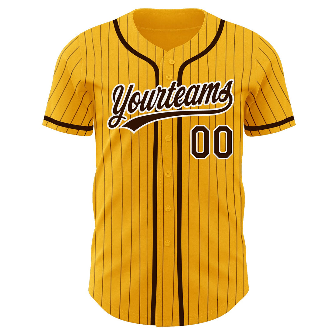 Custom Gold Brown Pinstripe Brown-White Authentic Baseball Jersey