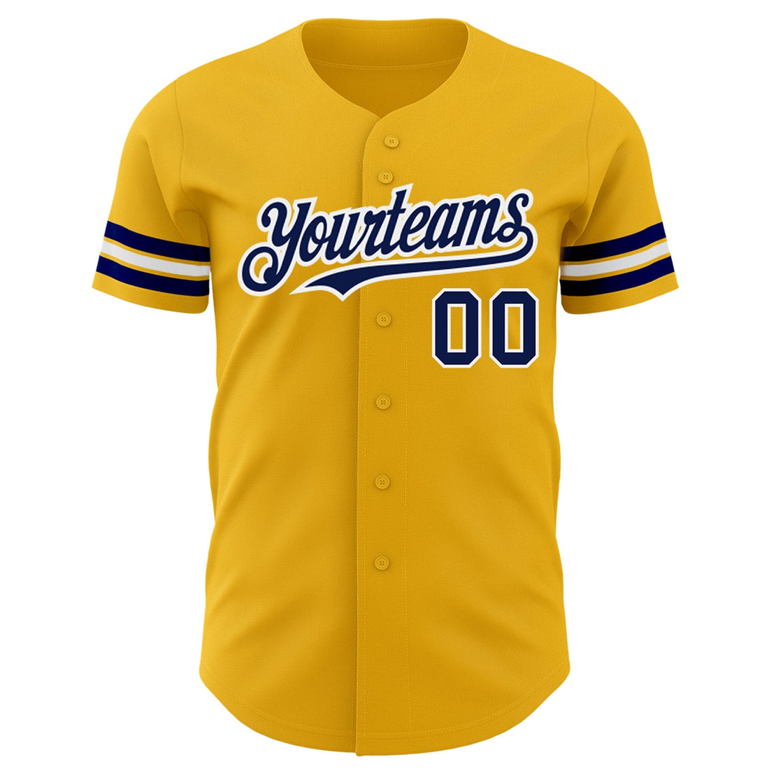 Custom Gold Navy-White Authentic Baseball Jersey