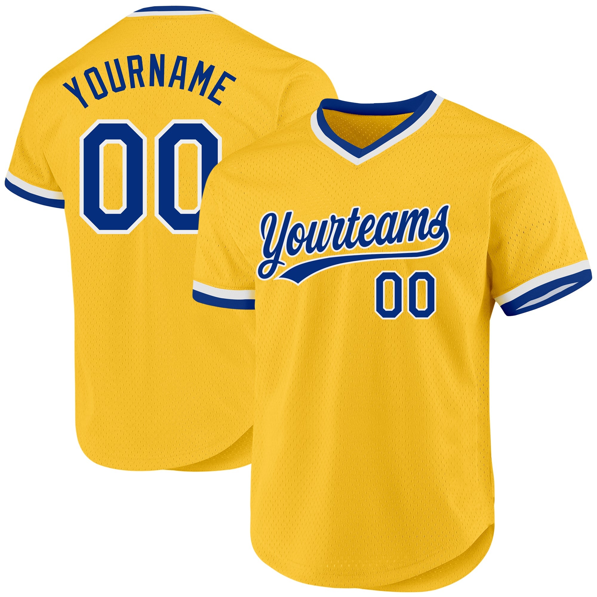 Custom Gold Royal-White Authentic Throwback Baseball Jersey