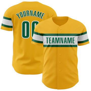 Custom Gold Kelly Green-White Authentic Baseball Jersey