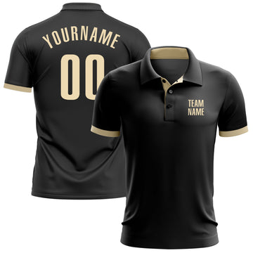 Custom Black Cream Performance Golf Polo Shirt