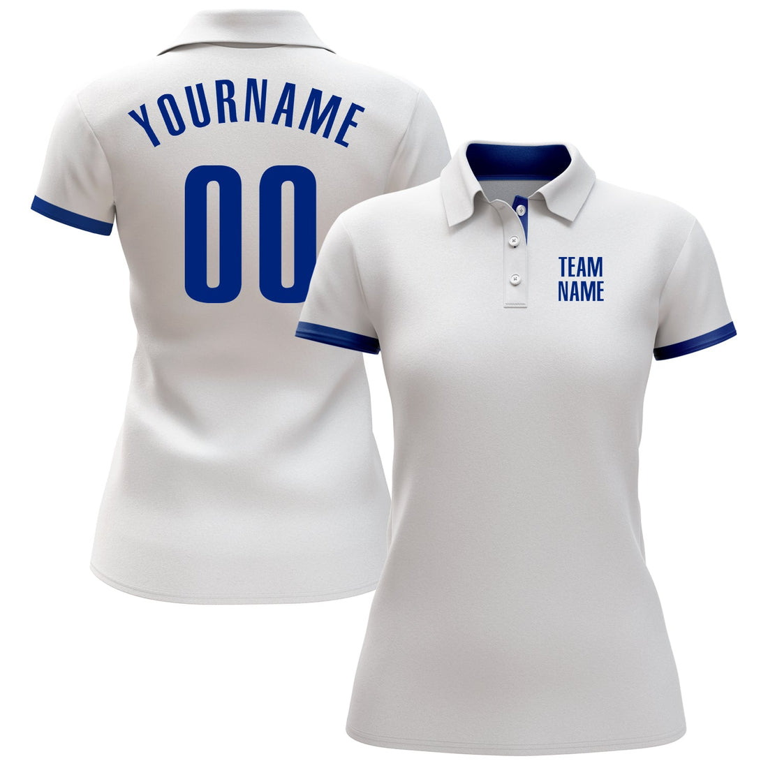 Custom White Royal Performance Golf Polo Shirt