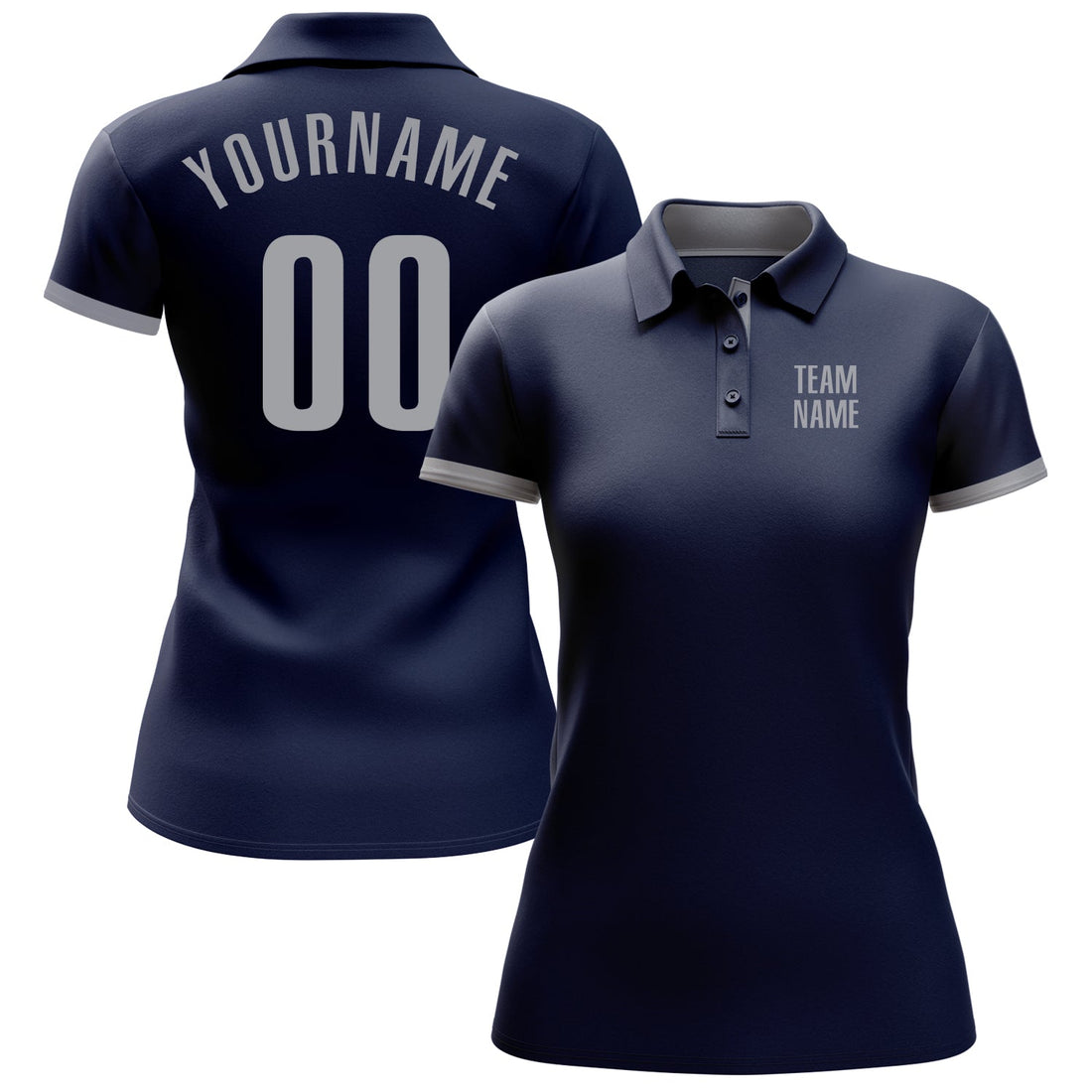 Custom Navy Gray Performance Golf Polo Shirt