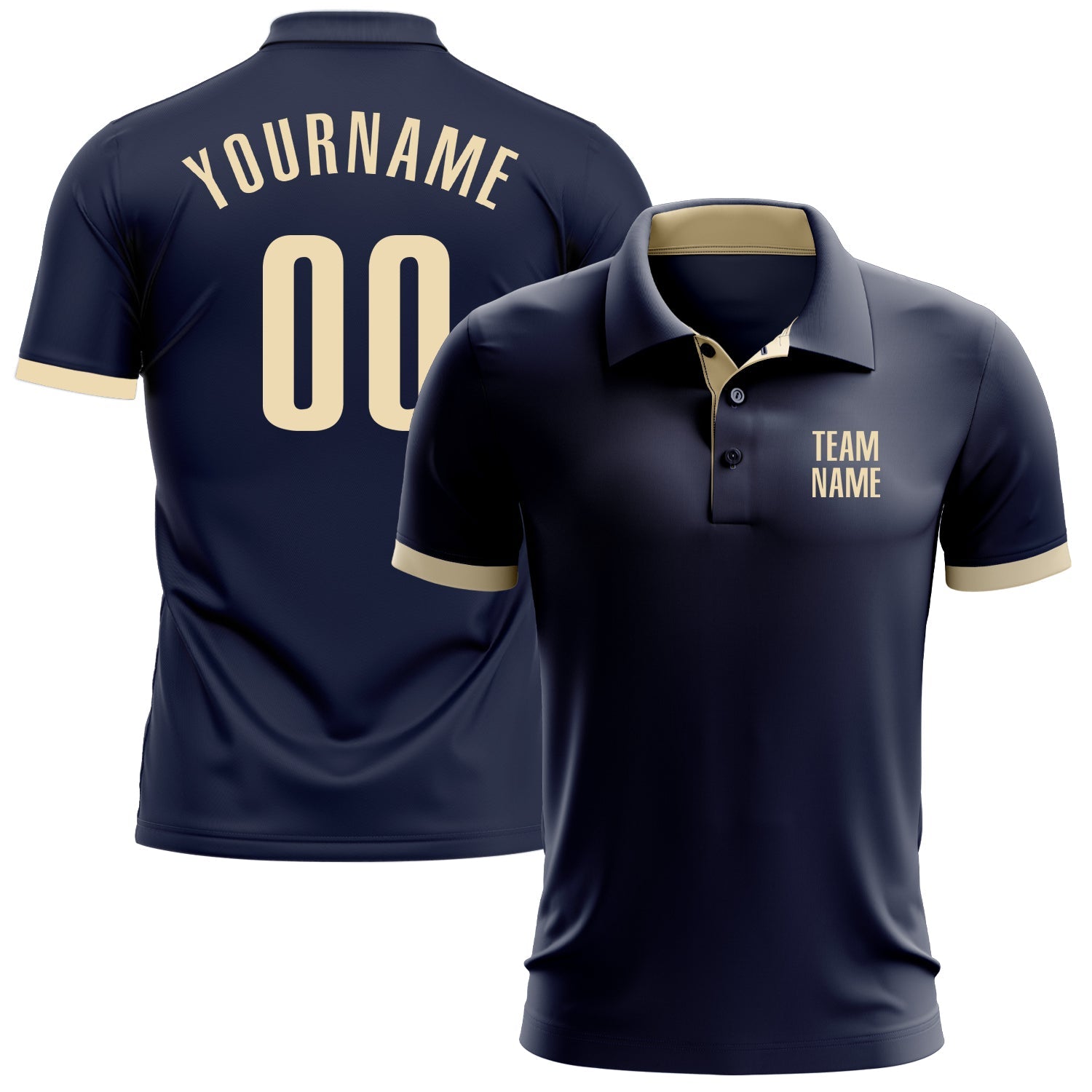 Custom Navy Cream Performance Golf Polo Shirt