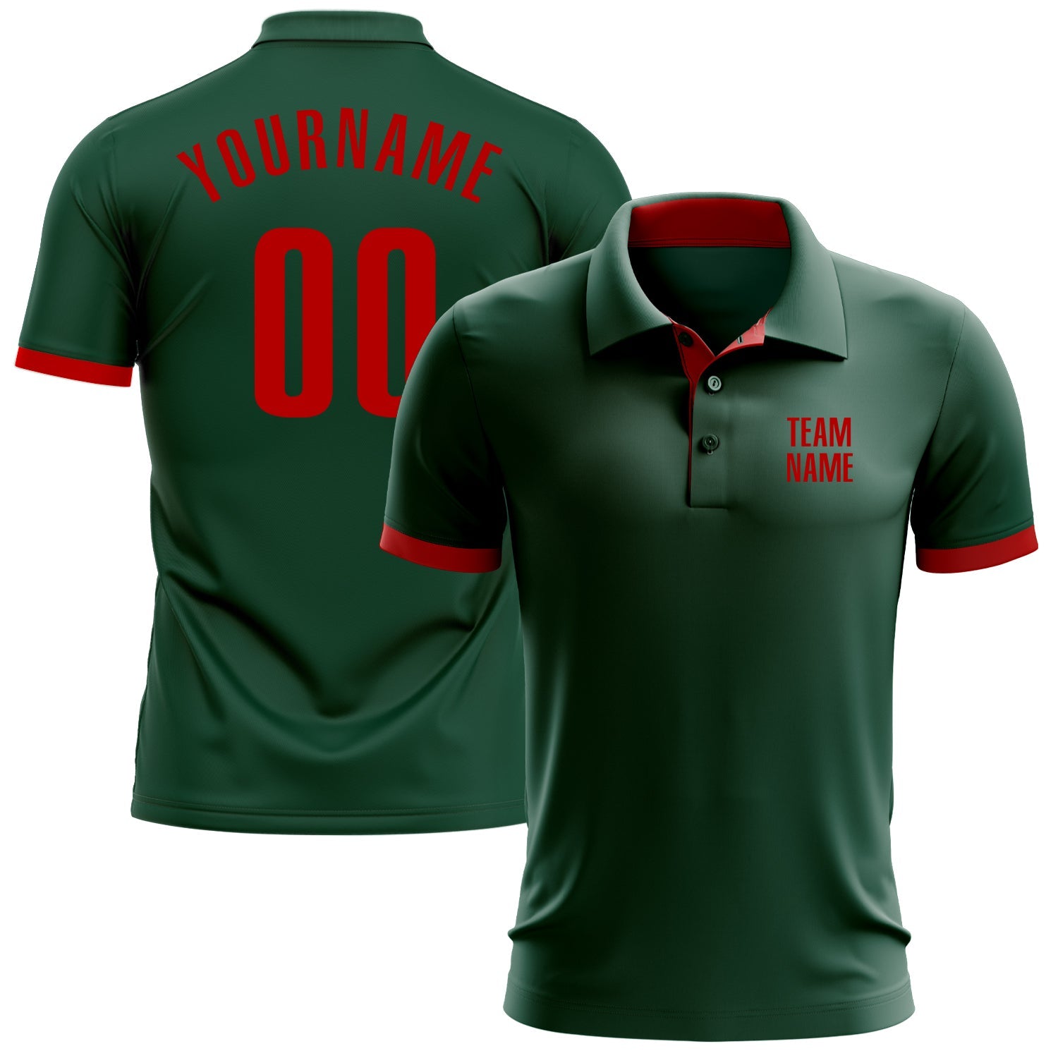 Custom Green Red Performance Golf Polo Shirt