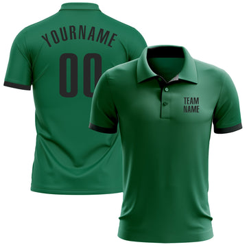 Custom Kelly Green Black Performance Golf Polo Shirt