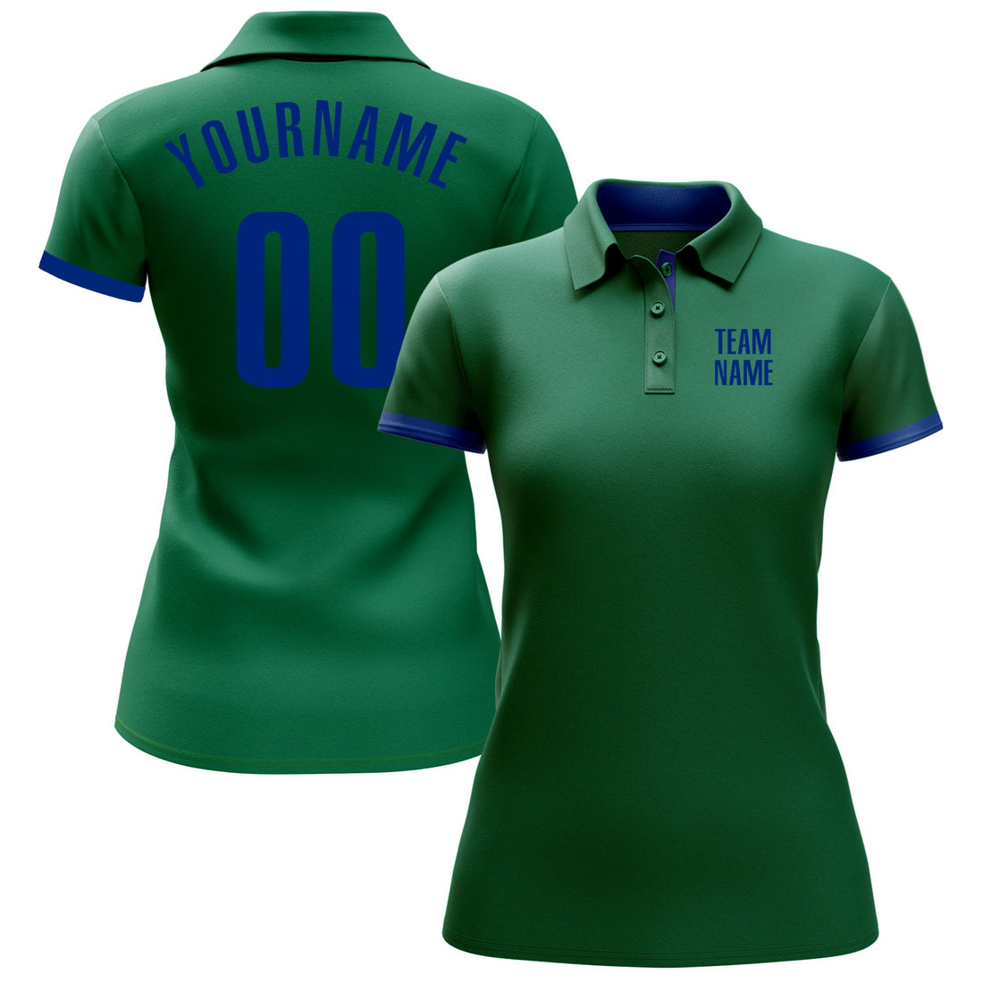 Custom Kelly Green Royal Performance Golf Polo Shirt