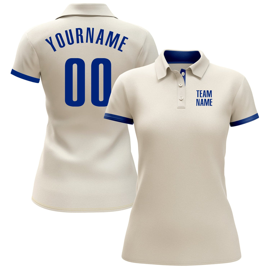 Custom Cream Royal Performance Golf Polo Shirt