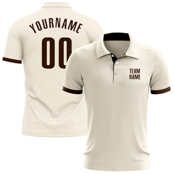 Custom Cream Brown Performance Golf Polo Shirt