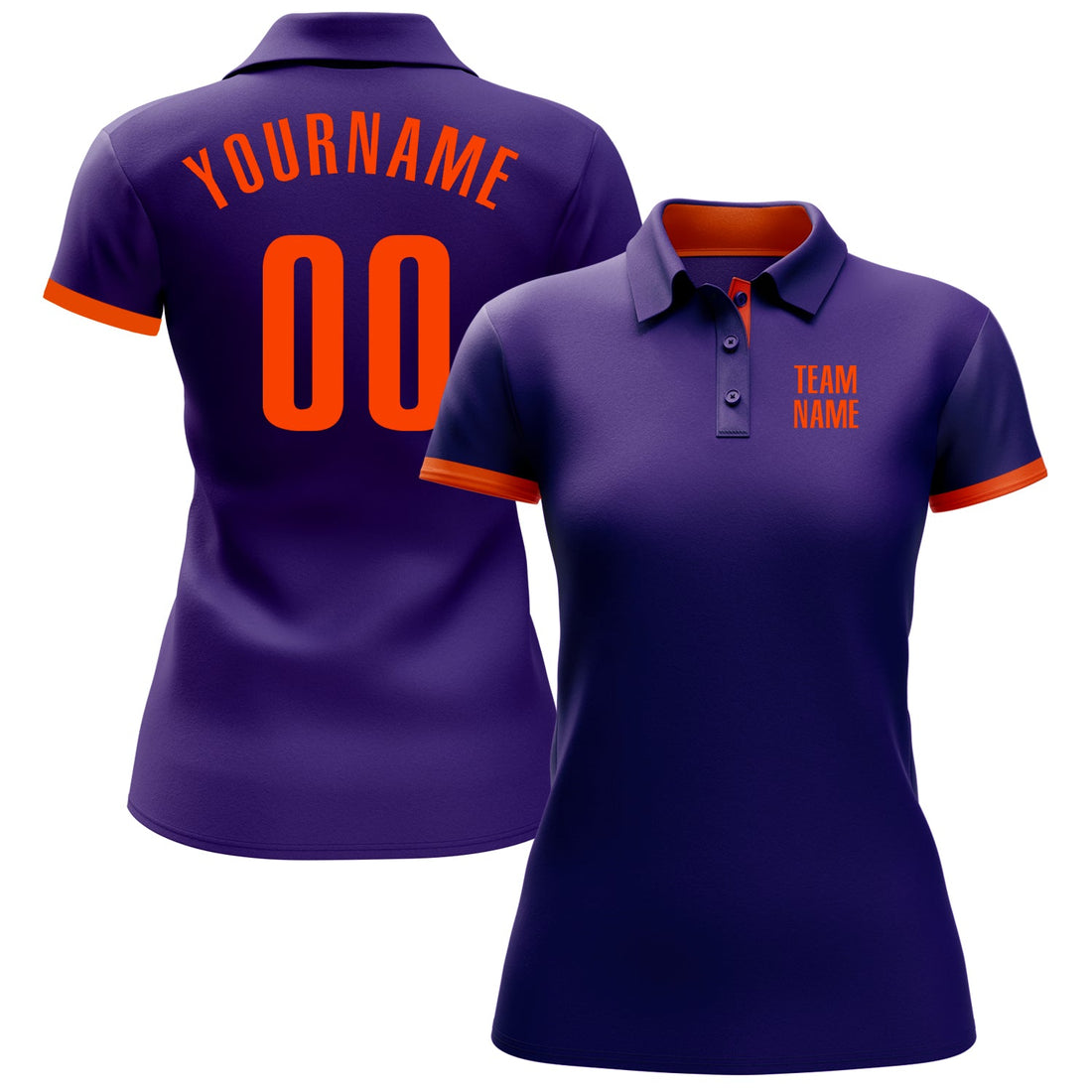 Custom Purple Orange Performance Golf Polo Shirt