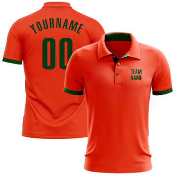 Custom Orange Green Performance Golf Polo Shirt