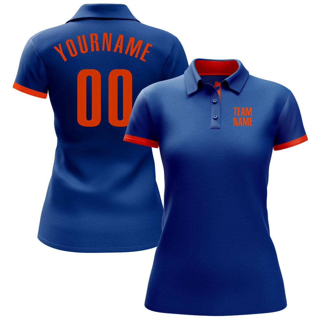 Custom Royal Orange Performance Golf Polo Shirt