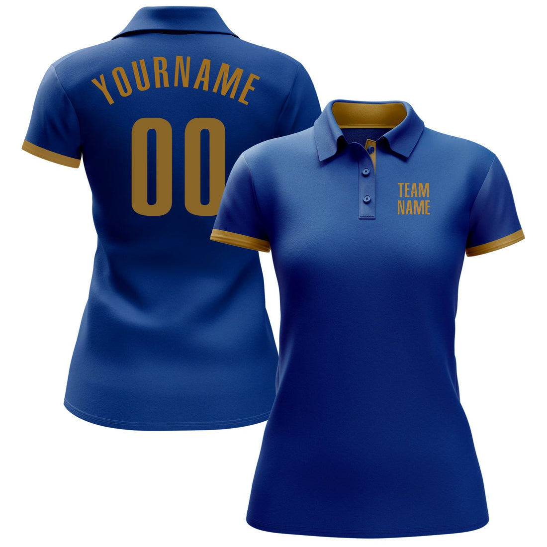 Custom Royal Old Gold Performance Golf Polo Shirt