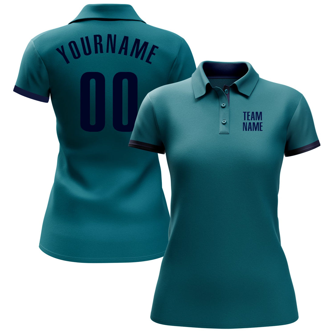 Custom Teal Navy Performance Golf Polo Shirt