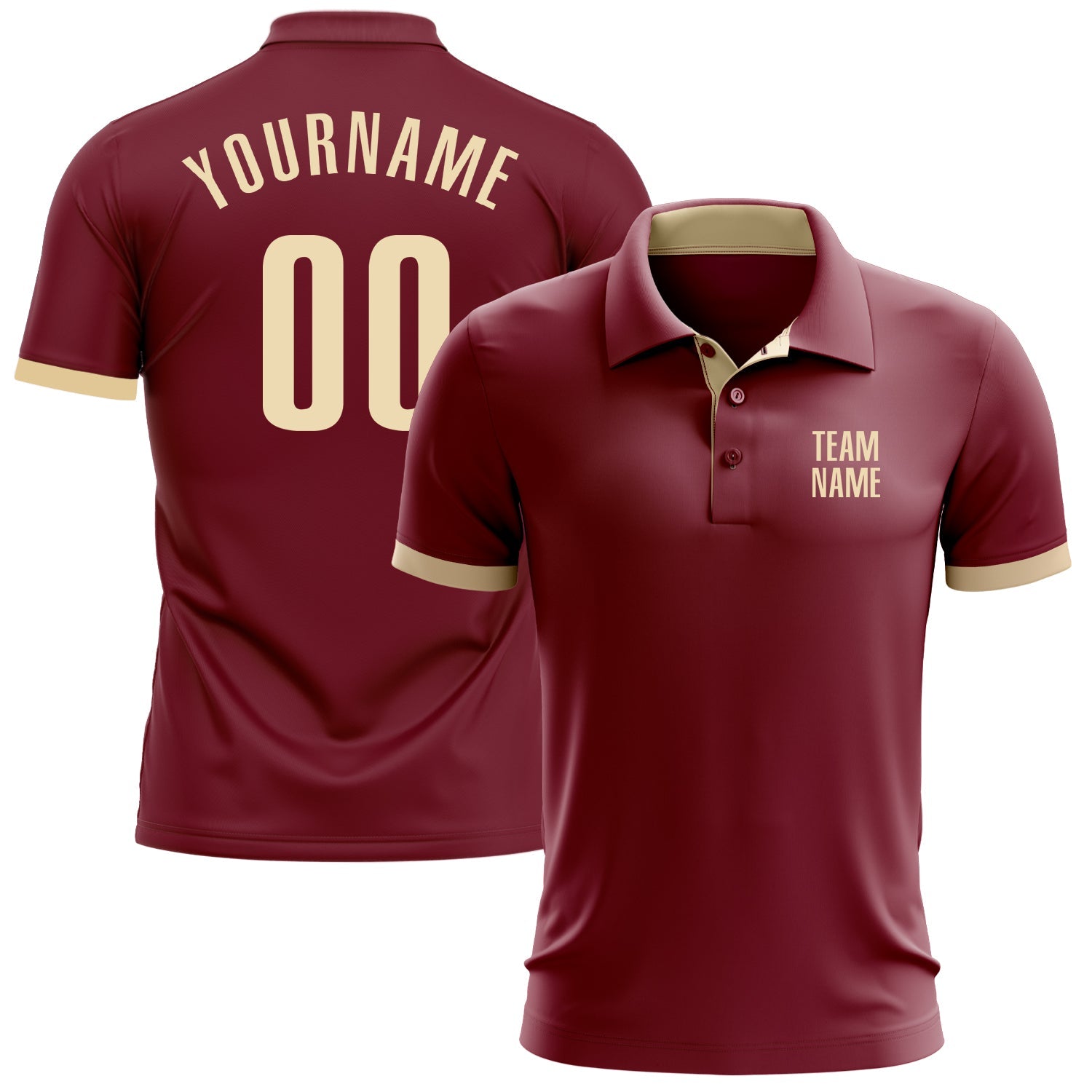 Custom Crimson Cream Performance Golf Polo Shirt