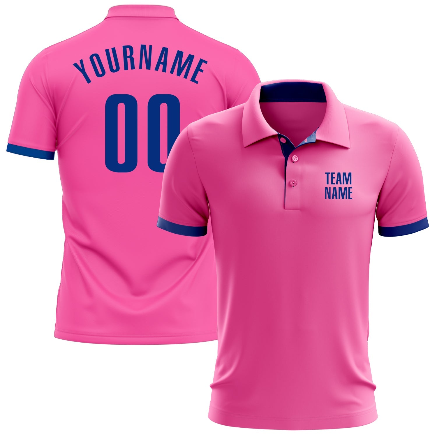 Custom Pink Royal Performance Golf Polo Shirt