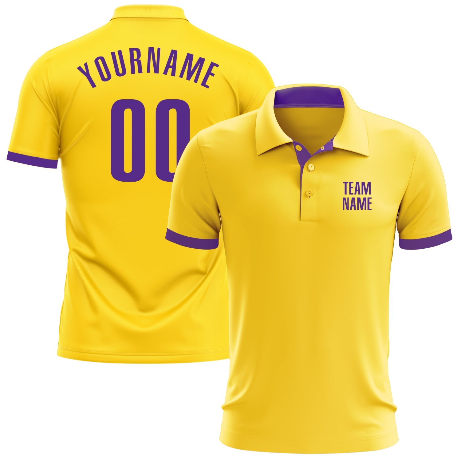 Custom Yellow Purple Performance Golf Polo Shirt