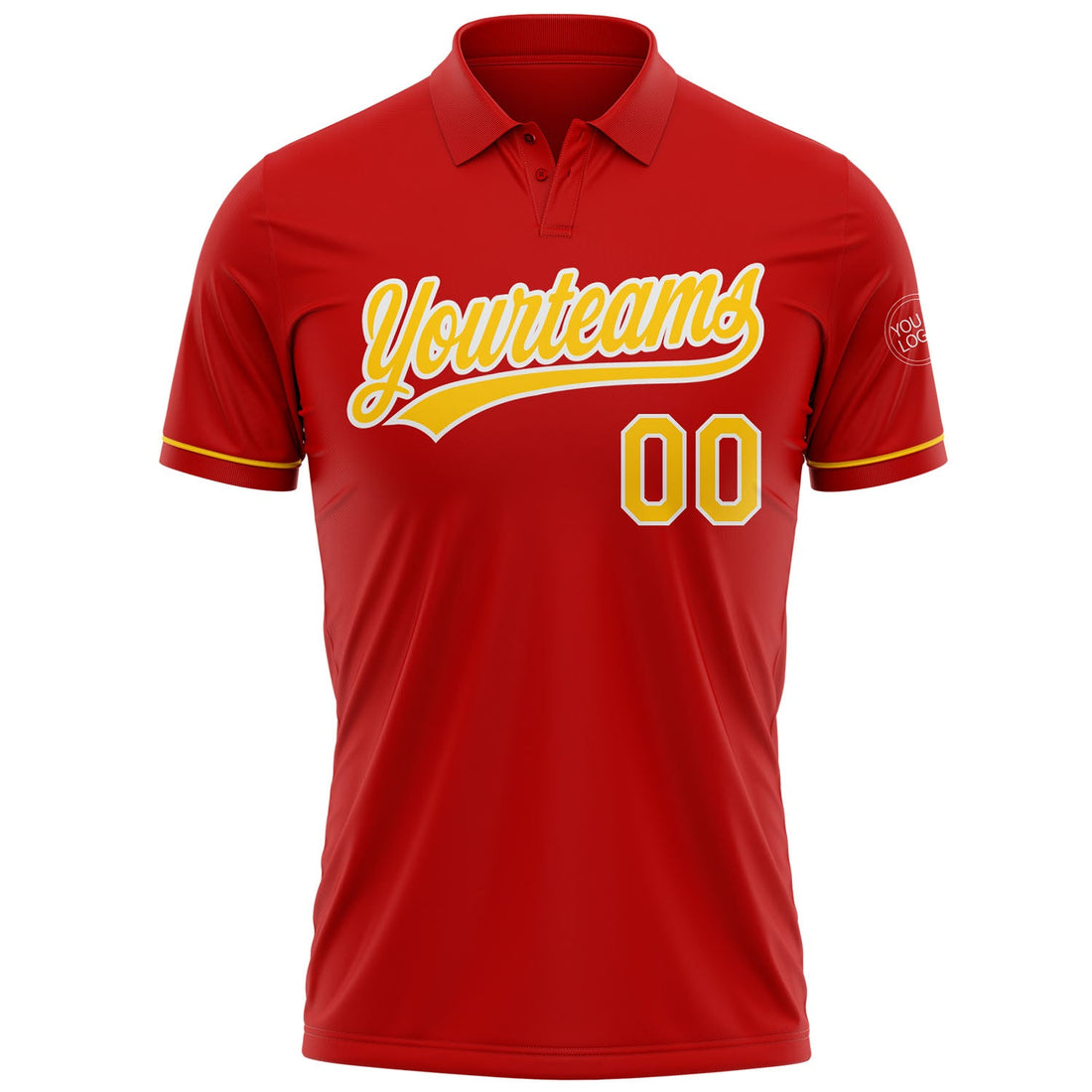 Custom Red Yellow-White Performance Vapor Golf Polo Shirt