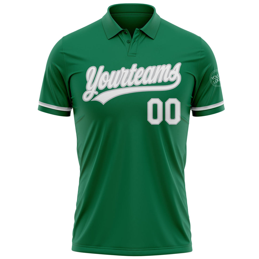 Custom Kelly Green White-Gray Performance Vapor Golf Polo Shirt