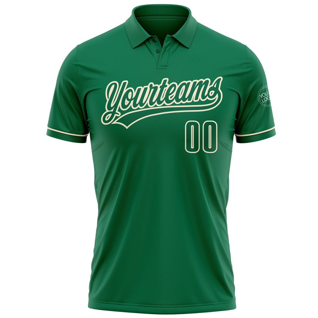 Custom Kelly Green Kelly Green-Cream Performance Vapor Golf Polo Shirt