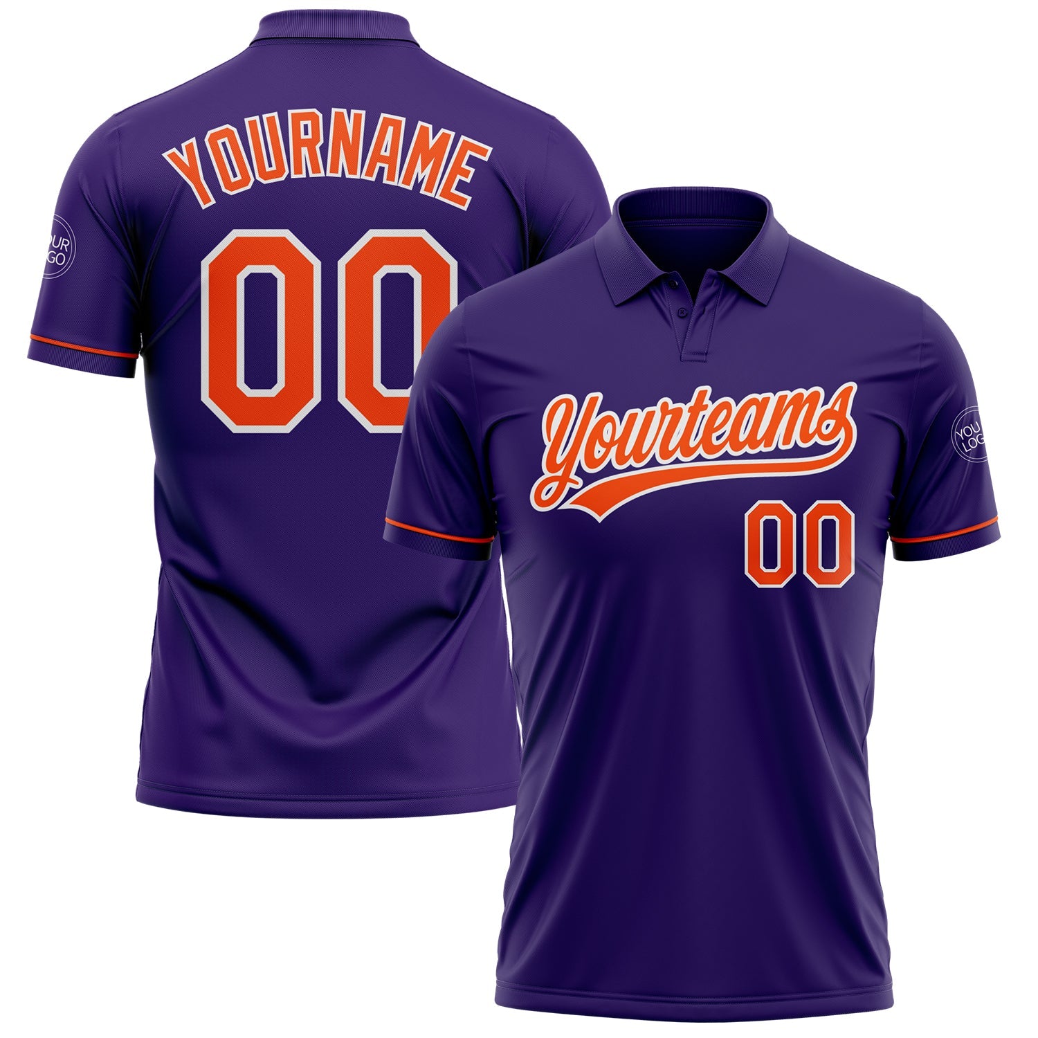 Custom Purple Orange-White Performance Vapor Golf Polo Shirt