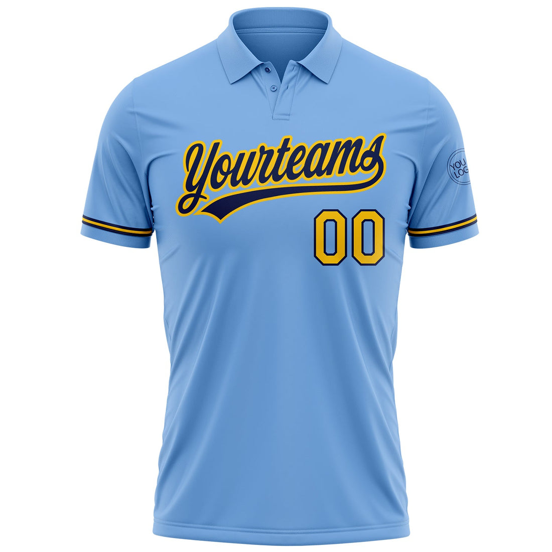 Custom Light Blue Yellow-Navy Performance Vapor Golf Polo Shirt