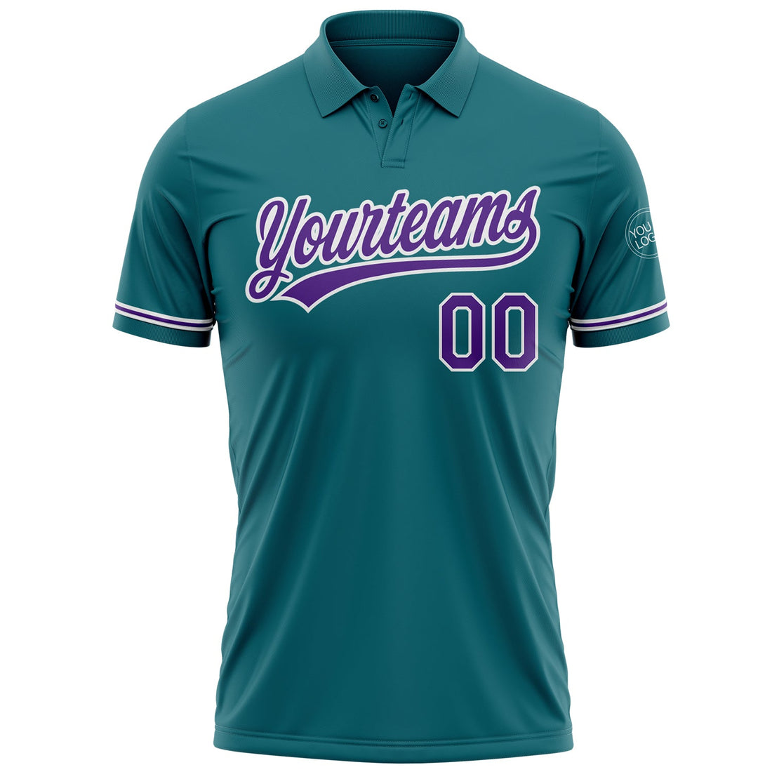 Custom Teal Purple-White Performance Vapor Golf Polo Shirt