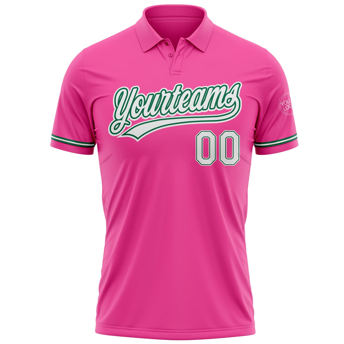 Custom Pink White-Kelly Green Performance Vapor Golf Polo Shirt