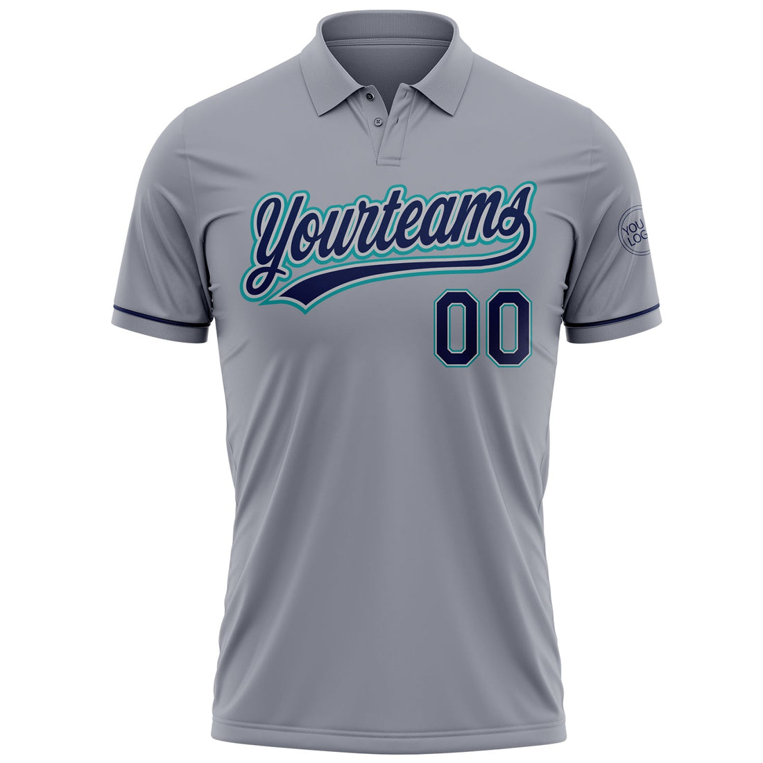 Custom Gray Navy-Teal Performance Vapor Golf Polo Shirt