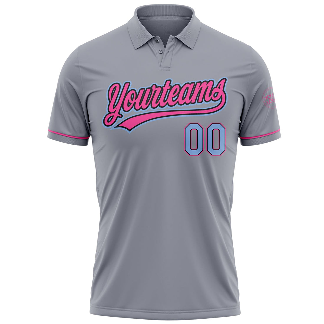 Custom Gray Light Blue Black-Pink Performance Vapor Golf Polo Shirt