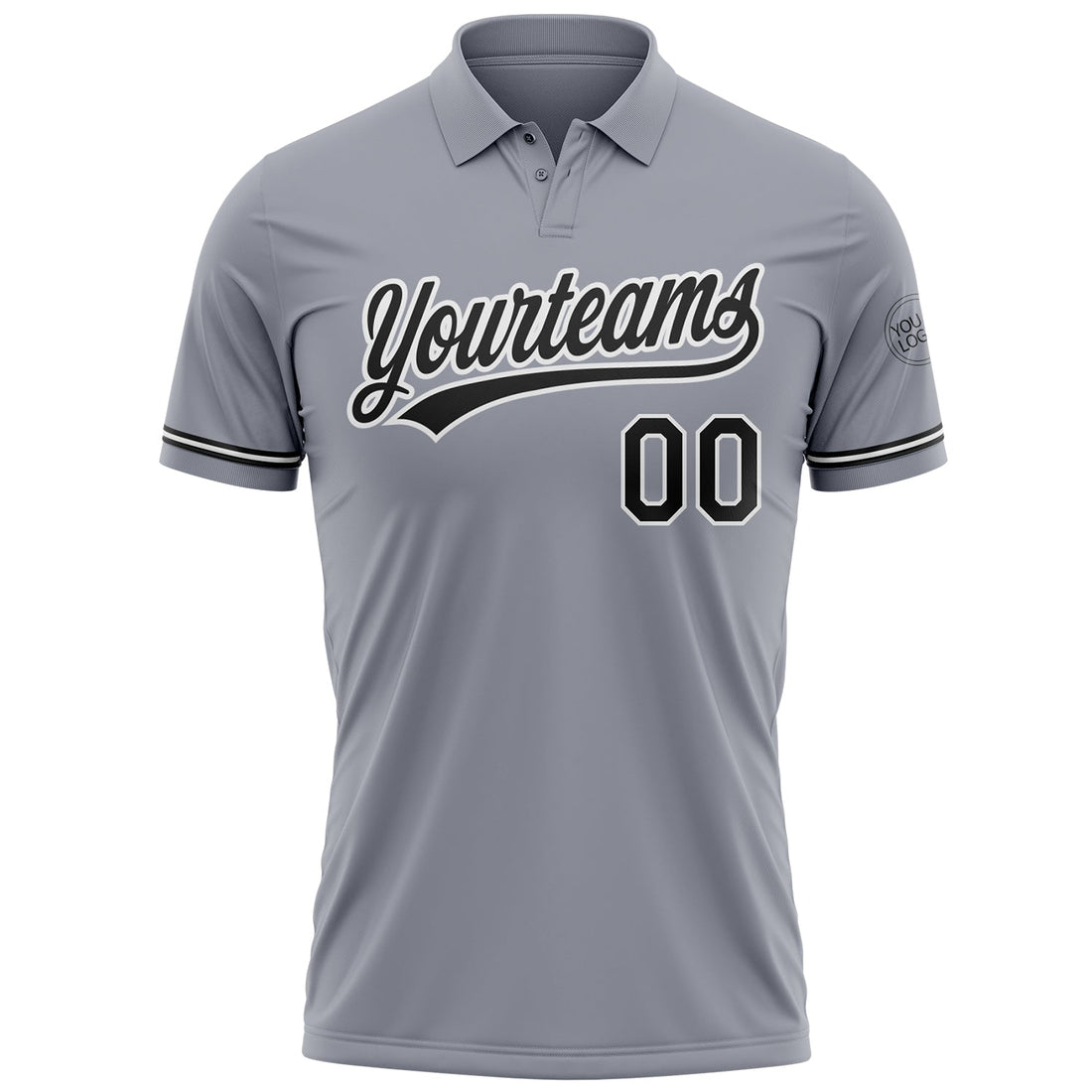 Custom Gray Black-White Performance Vapor Golf Polo Shirt