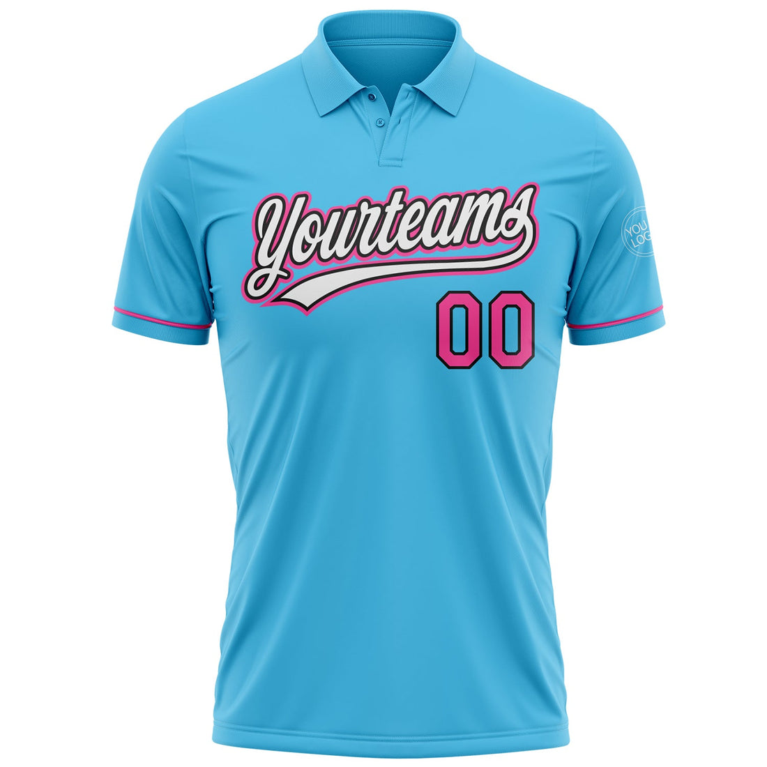 Custom Sky Blue Pink-Black Performance Vapor Golf Polo Shirt