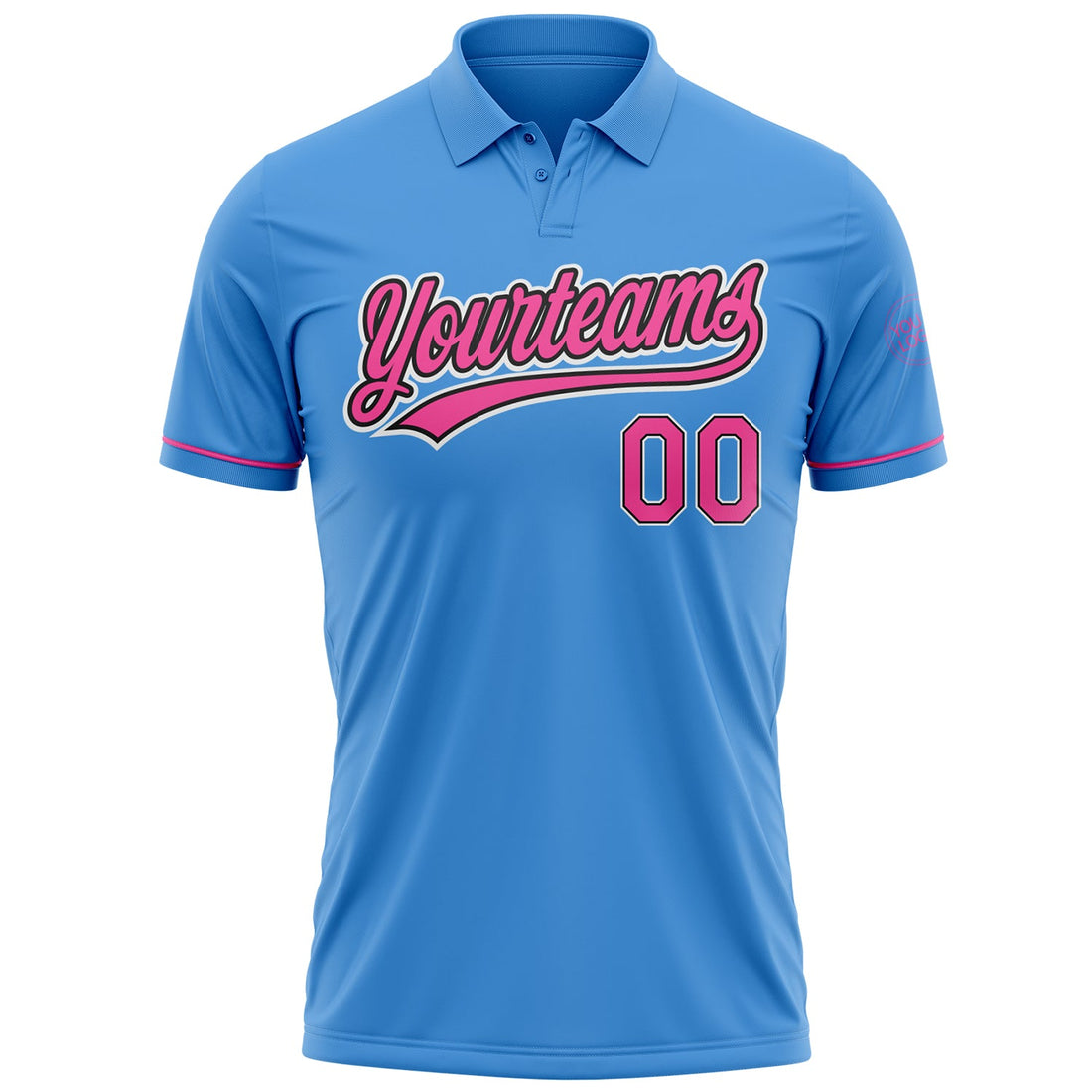 Custom Powder Blue Pink-Black Performance Vapor Golf Polo Shirt