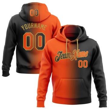 Custom Stitched Black Orange-Old Gold Gradient Fashion Sports Pullover Sweatshirt Hoodie