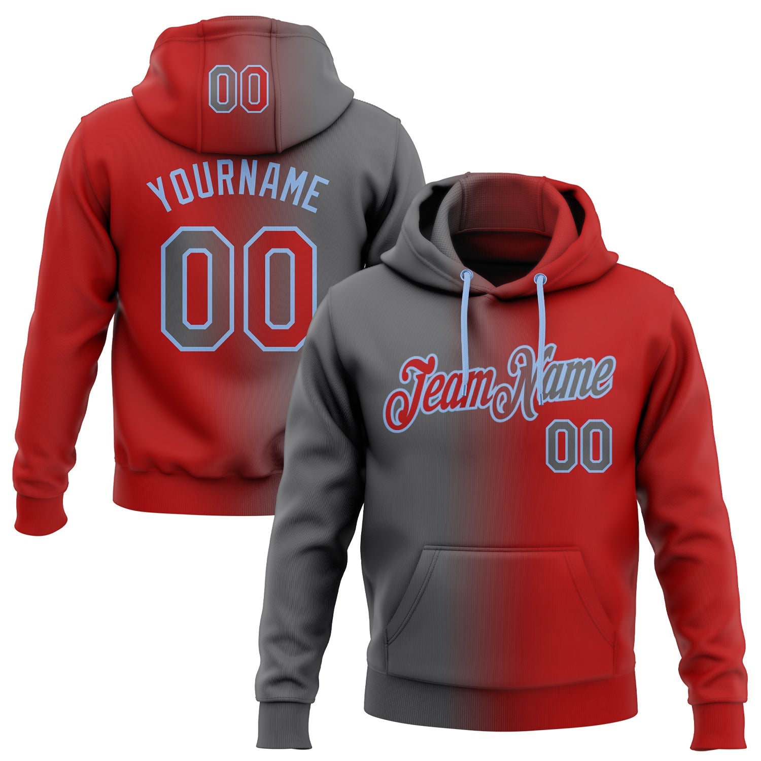 Custom Stitched Red Steel Gray-Light Blue Gradient Fashion Sports Pullover Sweatshirt Hoodie