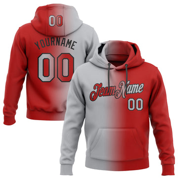 Custom Stitched Red Gray-Black Gradient Fashion Sports Pullover Sweatshirt Hoodie