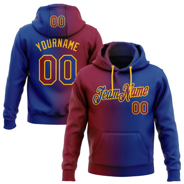 Custom Stitched Royal Maroon-Gold Gradient Fashion Sports Pullover Sweatshirt Hoodie