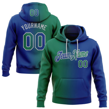 Custom Stitched Royal Kelly Green-Gray Gradient Fashion Sports Pullover Sweatshirt Hoodie