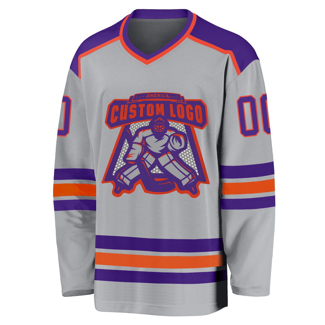 Custom Gray Purple-Orange Hockey Jersey