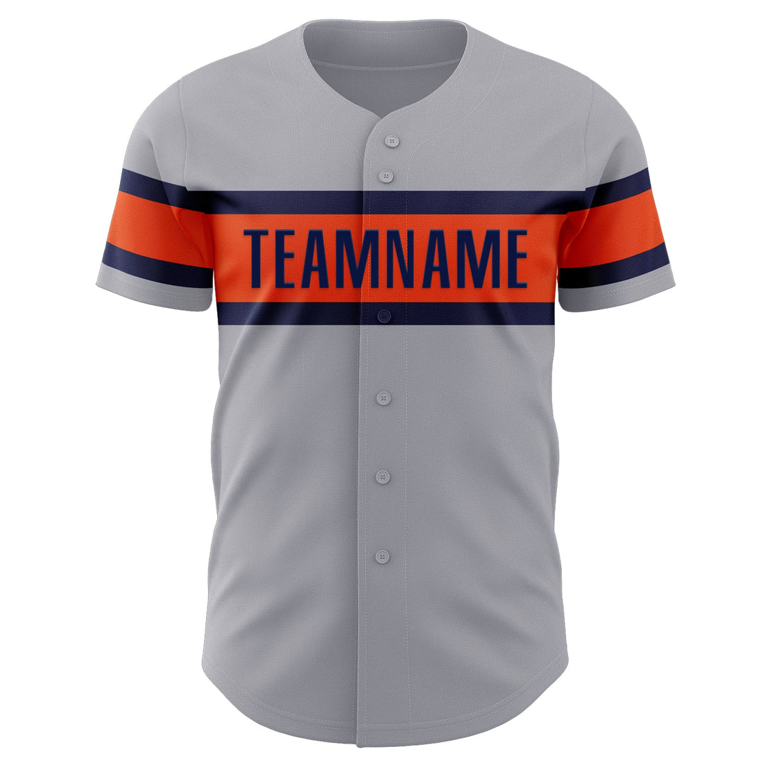 Custom Gray Navy-Orange Authentic Baseball Jersey