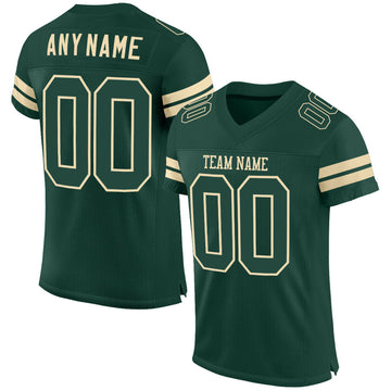 Custom Green Green-Cream Mesh Authentic Football Jersey