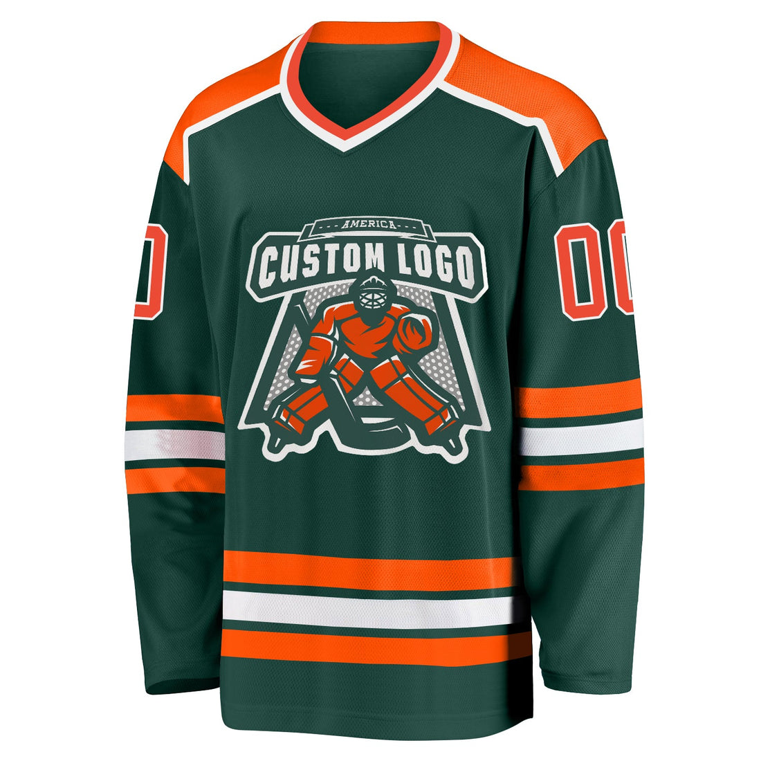 Custom Green Orange-White Hockey Jersey